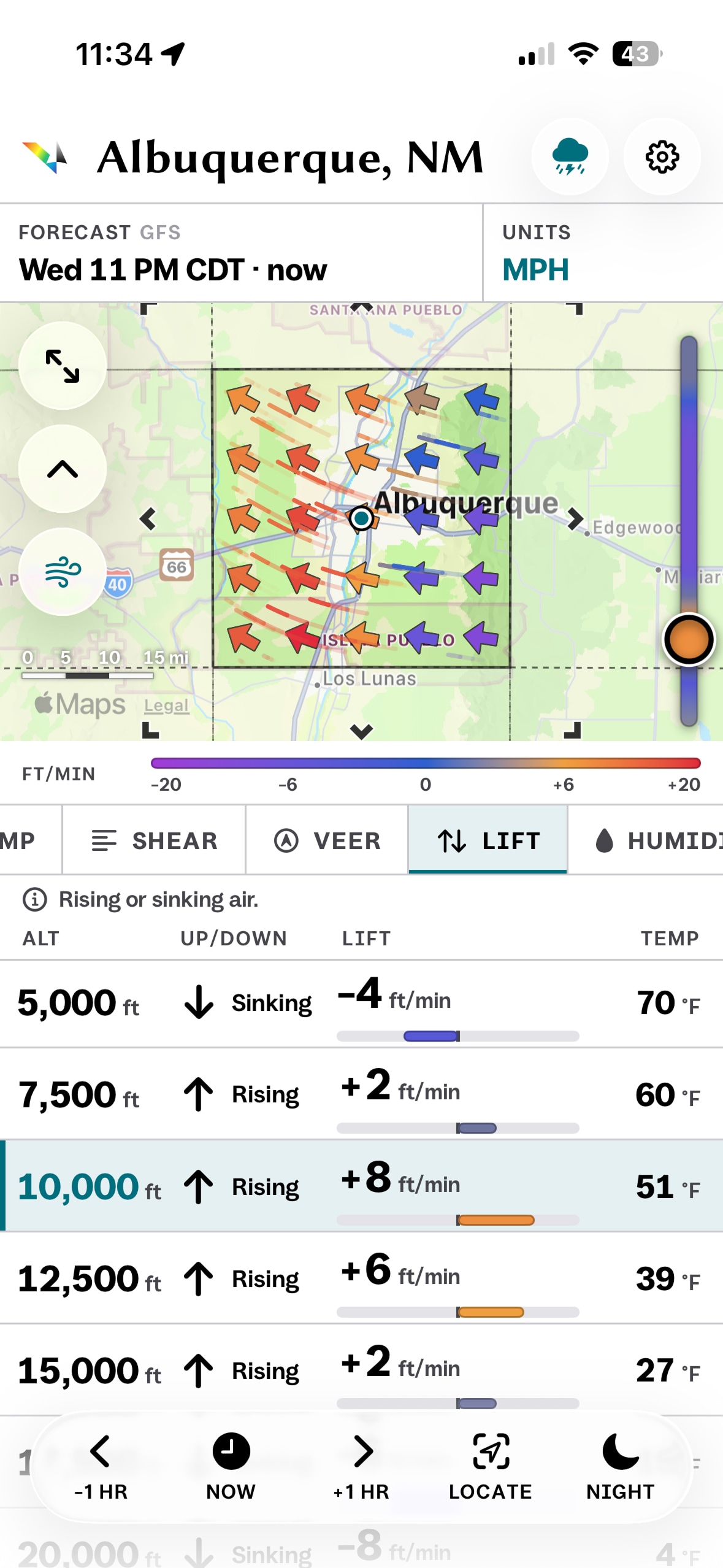 Lift tab by day, rising and sinking air over Albuquerque